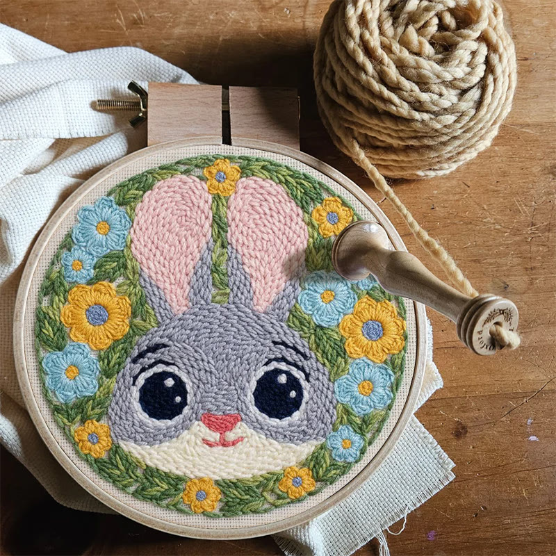 Floral Wreath Bunny Punch Needle Kit - Delightful Diy | Heartwarming Gift Pick - image 9