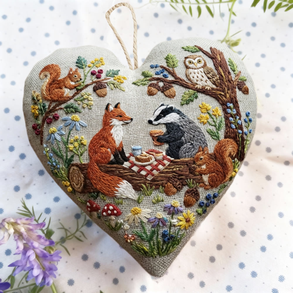 Rubbyoo Heart Embroidery Kit - Forest Picnic Animal | Playful Craft Project | Ideal Gathering Present - image 9