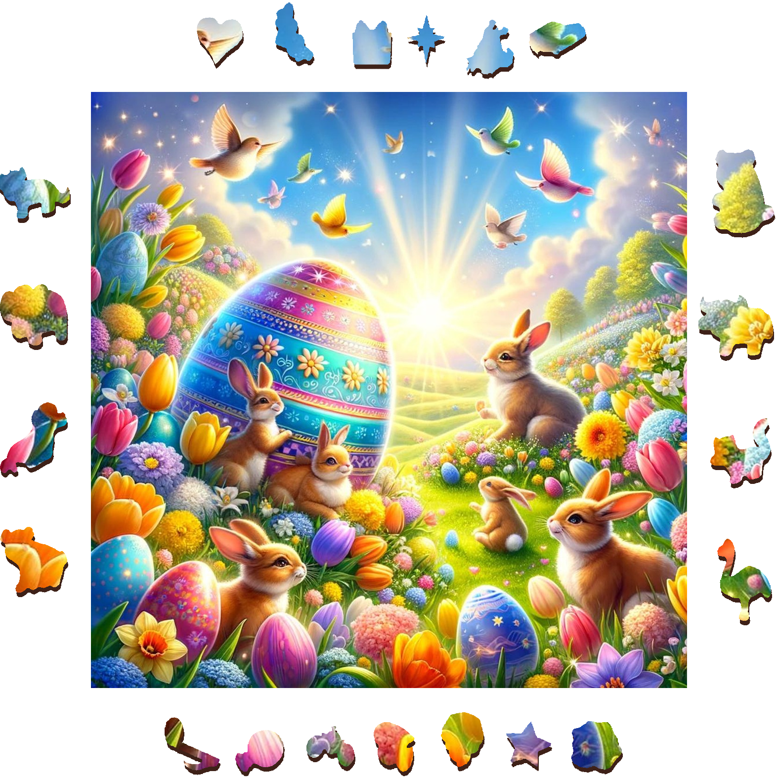 Happy Easter Day - Wooden Jigsaw Puzzle