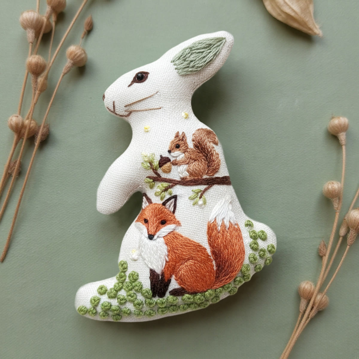Rubbyoo Rabbit Embroidery Kit - Squirrel And Fox | Animal Stitch Craft | Unique Handmade Art - image 5