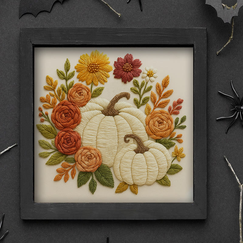 Rubbyoo Embroidery Kit - Floral Pumpkin | Easy Handmade Needlework | Diy Helloween Craft - image 9