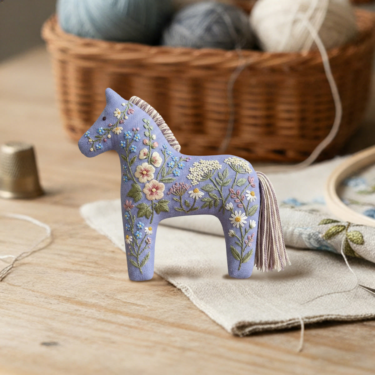 Rubbyoo Dala Horse Embroidery Kit - Daisy And Wildflower | Shabby Chic Gift For Her | Nursery Hanging Decor - image 5