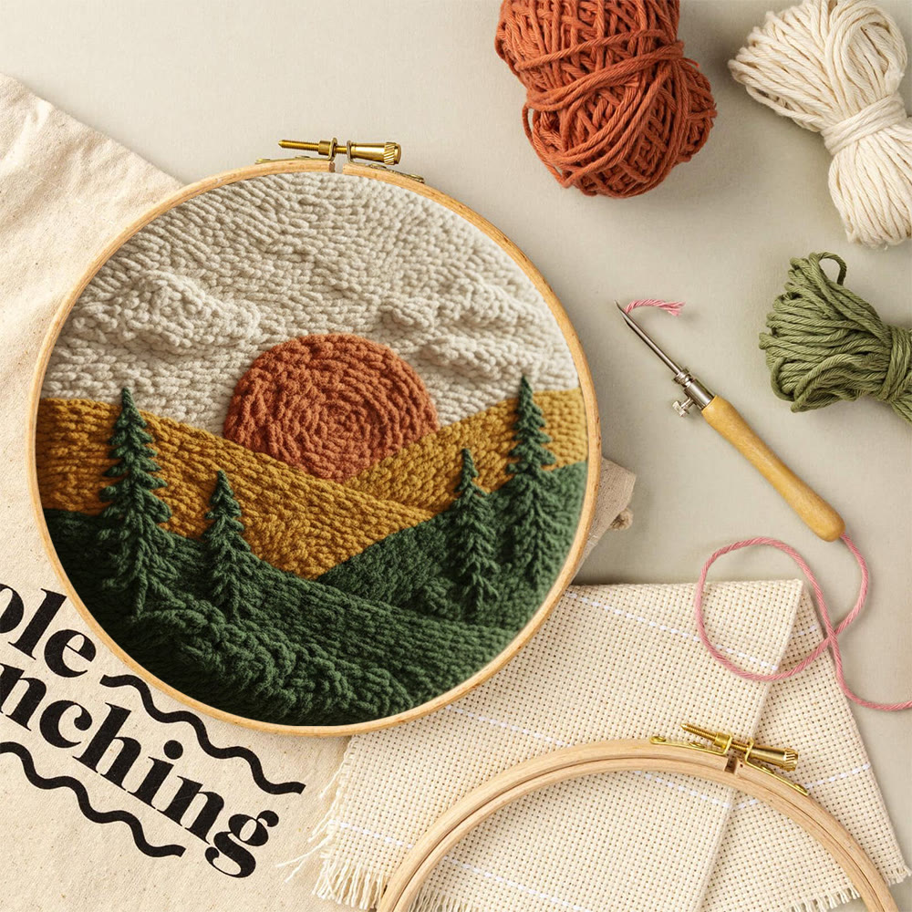 Autumnal Sunset Mountain Forest Punch Needle Kit – Top Gifting Choice | Cozy Warm Home Decor - image 11
