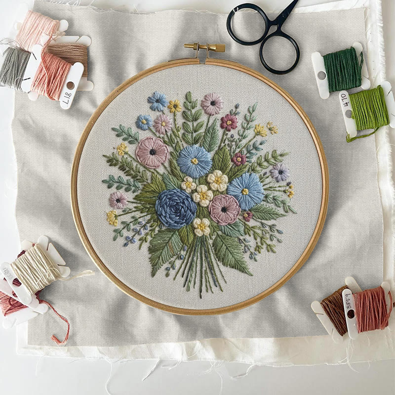Rubbyoo Embroidery Kit - Wildflower Bouquet | Blooming Handmade Art | Spring Stitch Pattern - image 5