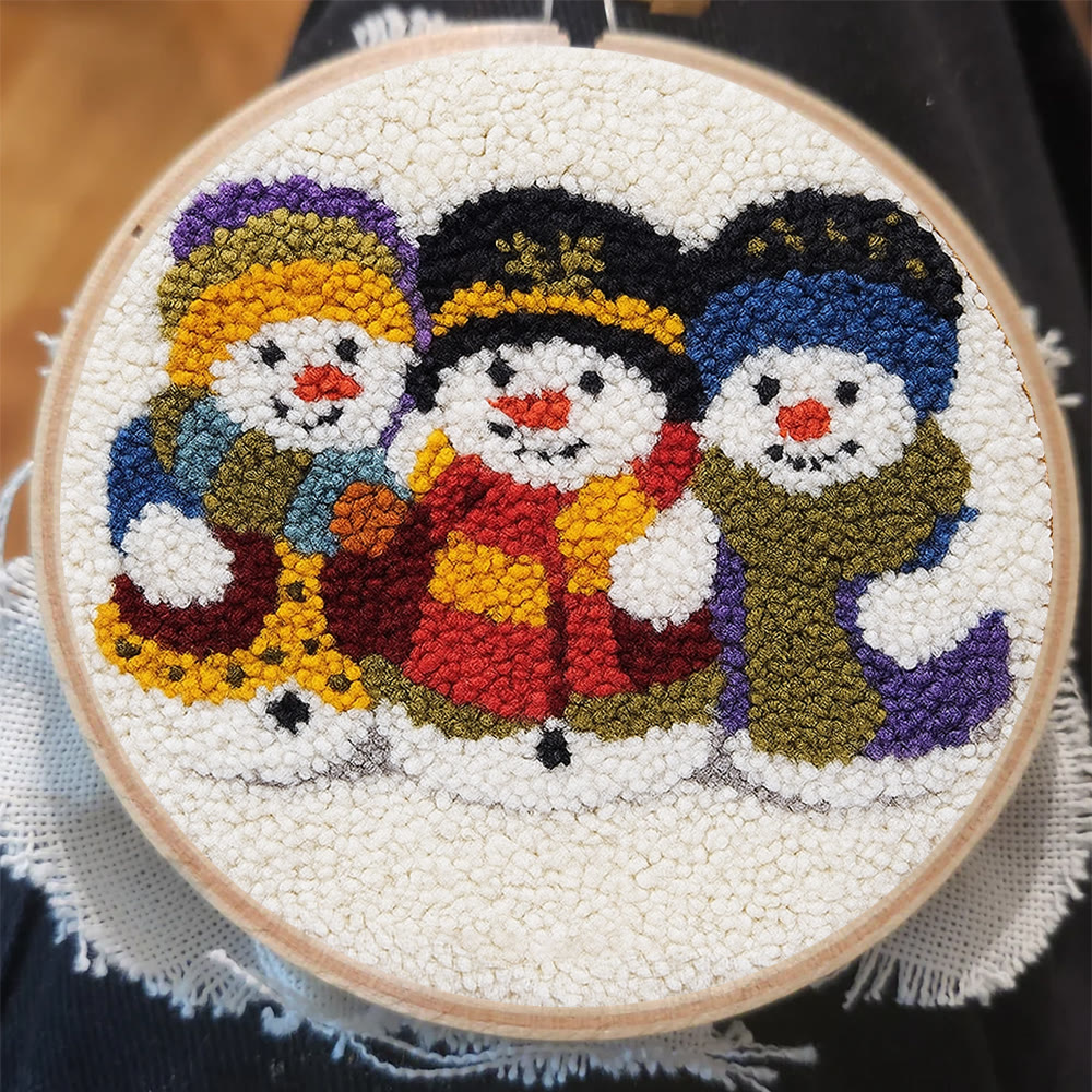 Snowman Trio Punch Needle Kit - Diy Christmas Craft | Charming Handmade Holiday Wall Decor - image 7