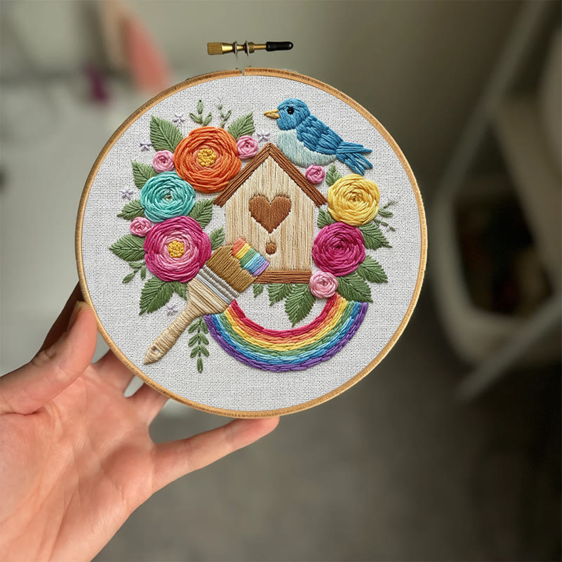 Rubbyoo Embroidery Kit - Printing House | Floral Stitch Craft | Unique Room Ornament - image 5