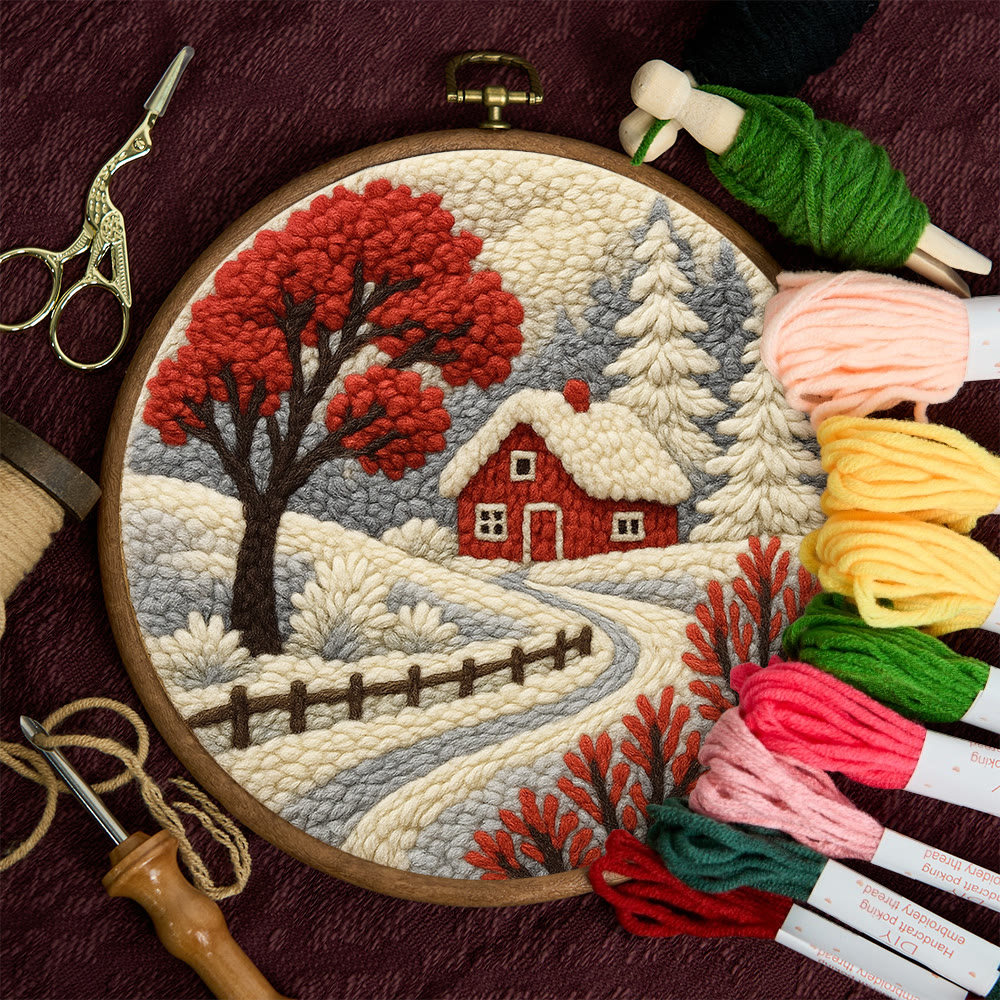 Winter Cottage Punch Needle Kit – Perfect Gift for Craft Lovers | Scenic Handmade Home Decor - image 11