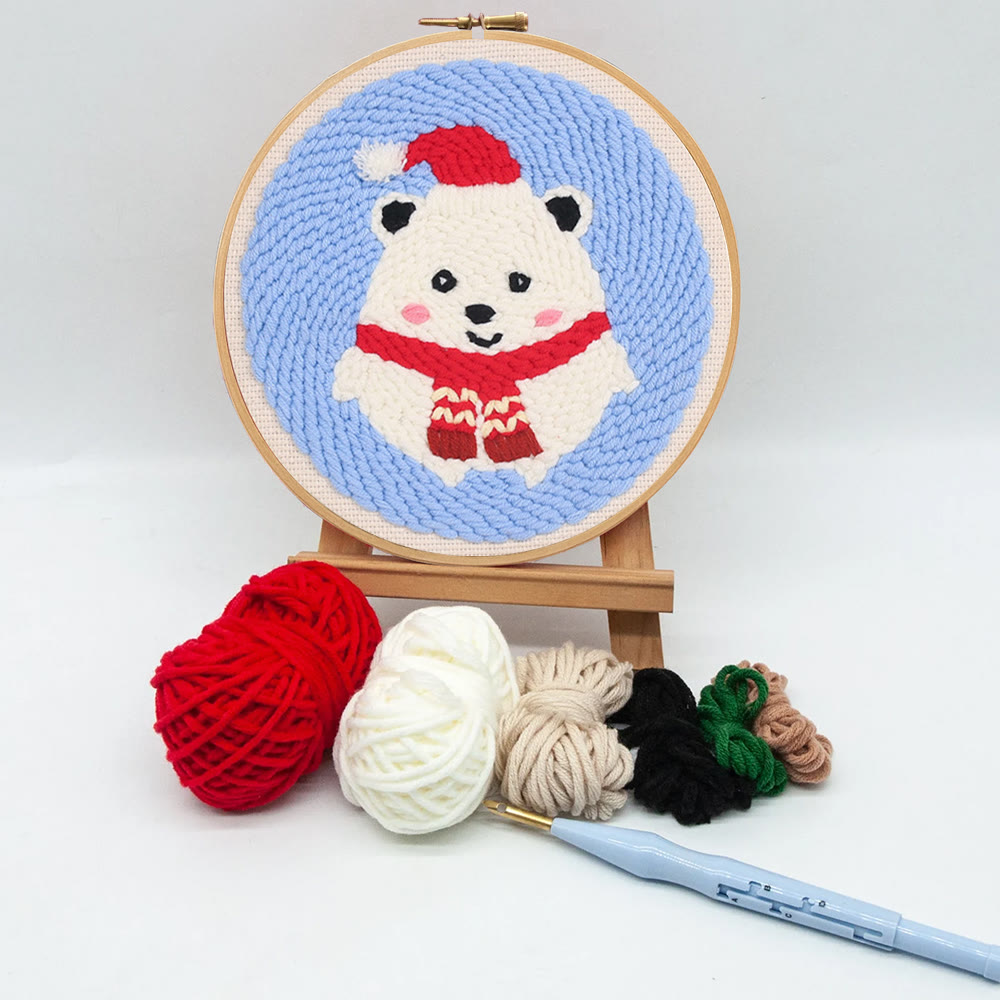 Cute Polar Bear Punch Needle Kit - Christmas Home Decor |  Diy Animal Handcraft  - image 8