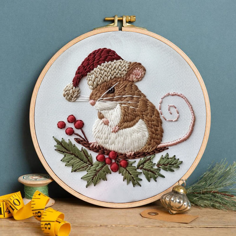 Rubbyoo Embroidery Kit-  Cute Mouse On A Branch - image 3