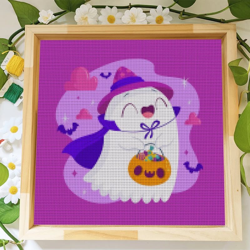 Cross Stitch Kit - Happy Ghost | Adorable Halloween Craft | Nice Wall Hanging Decor - image 8