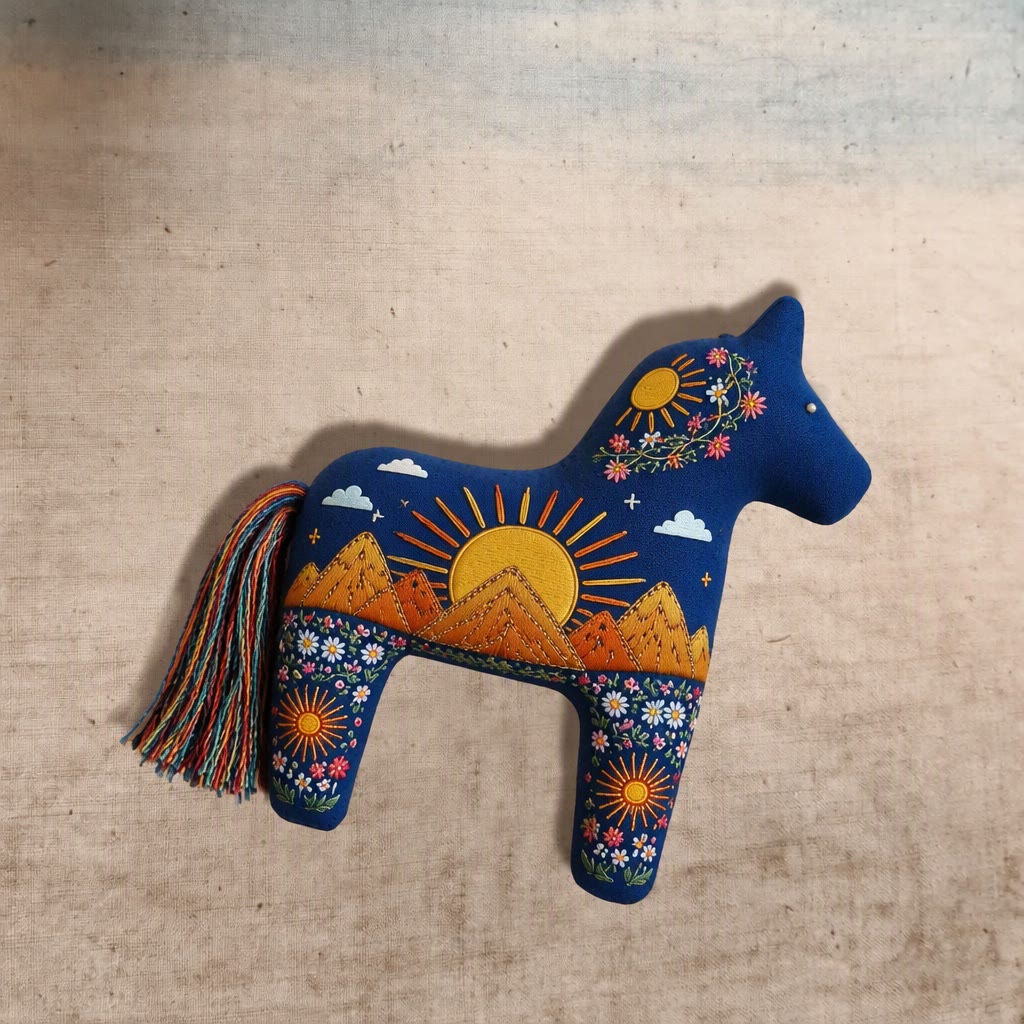 Rubbyoo Dala Horse Embroidery Kit - Sunset Valley | Boho Folk Art Ornament | Handmade Rustic Floral Accent - image 8