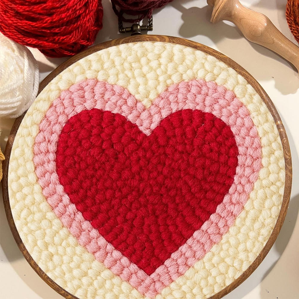 Soft Flocked Double-ring Heart Punch Needle Kit – Novice-easy Handcraft | Daily Home Decor Accent - image 6