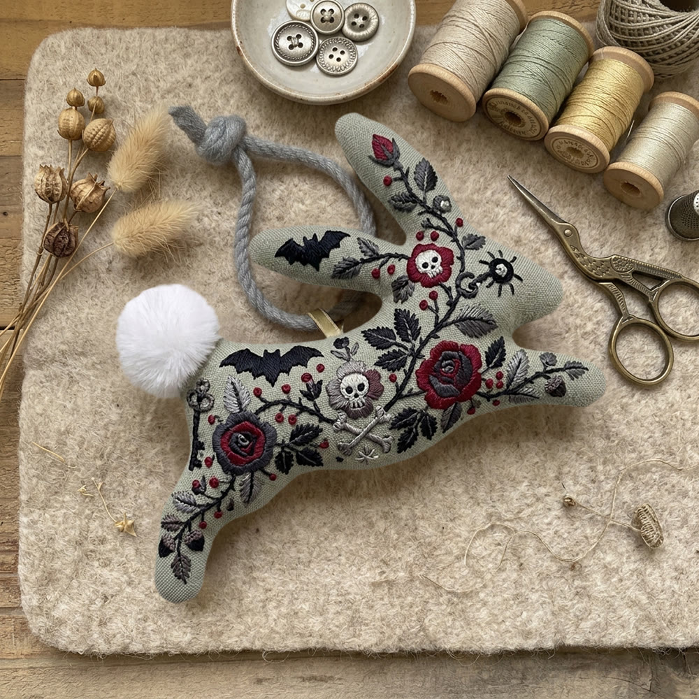 Rubbyoo Rabbit Embroidery Kit - Gothic Patten | Handicraft For Beginner | Diy Holiday Ornament - image 4