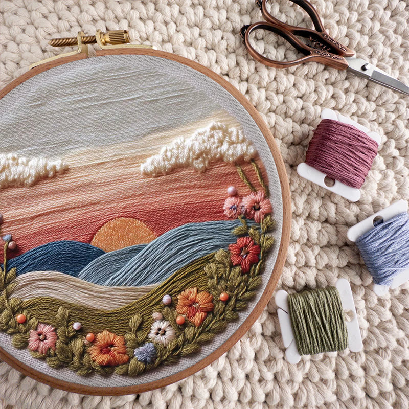 Rubbyoo Embroidery Kit - Floral Sunset Landscape | Scenic Diy Craft | Artistic Home Accent Kit - image 11