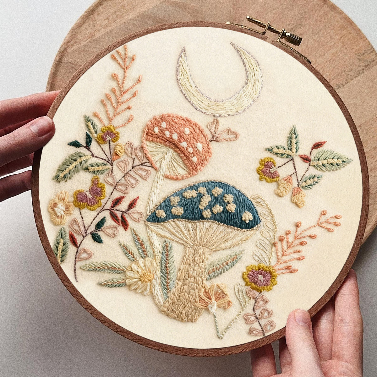 Rubbyoo Embroidery Kit - Mushroom With Moon | Diy Hoop Art | Perfect Needle Craft For Beginner  - image 8