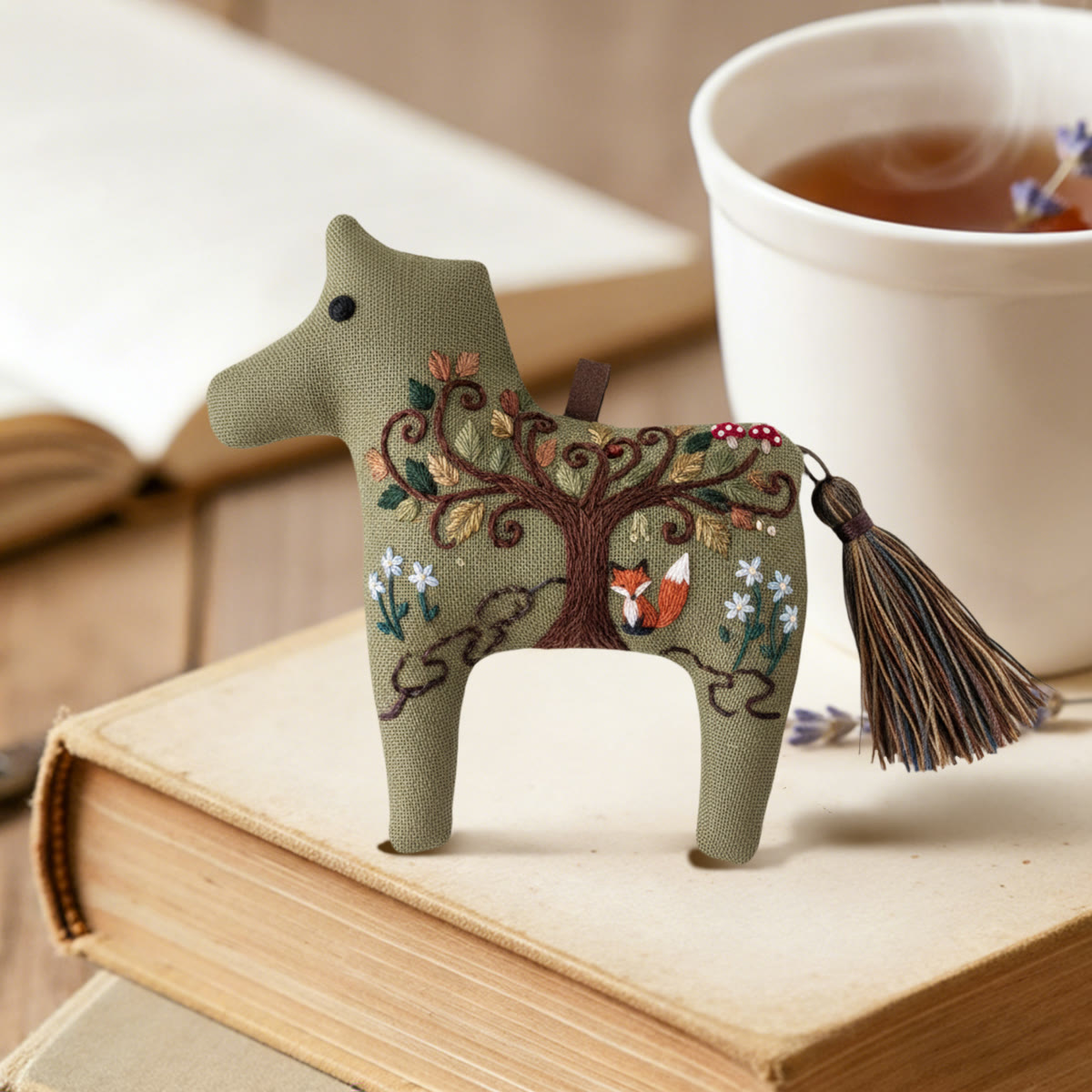 Rubbyoo Dala Horse Embroidery Kit - Tree Of Life Fox | Boho-style Craft | Artistic Home Accent - image 3