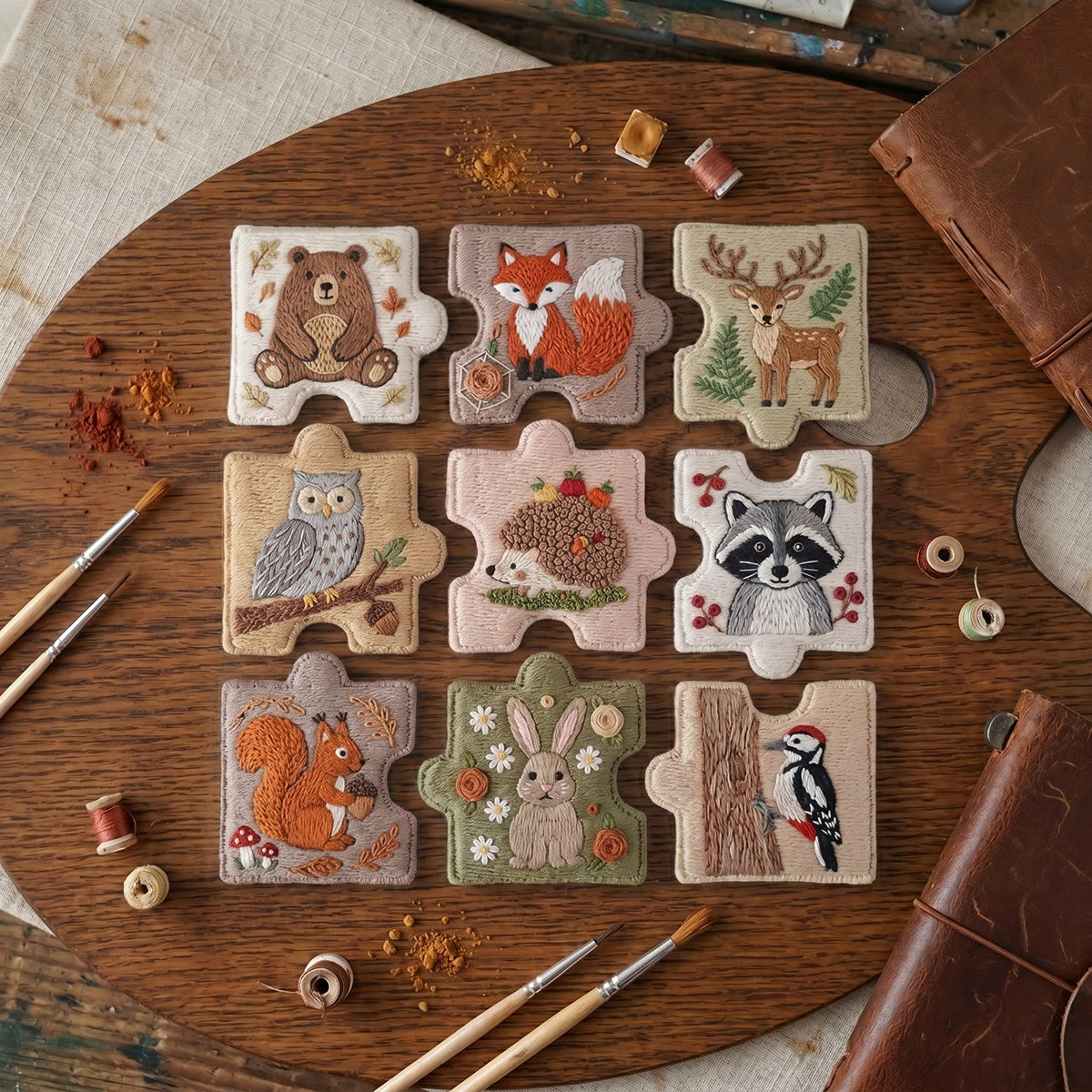 Rubbyoo Diy Magnet & Brooch Embroidery Puzzle Kit - Cute Wildlife Collection | Lovely Needlepoint Magnet - image 5