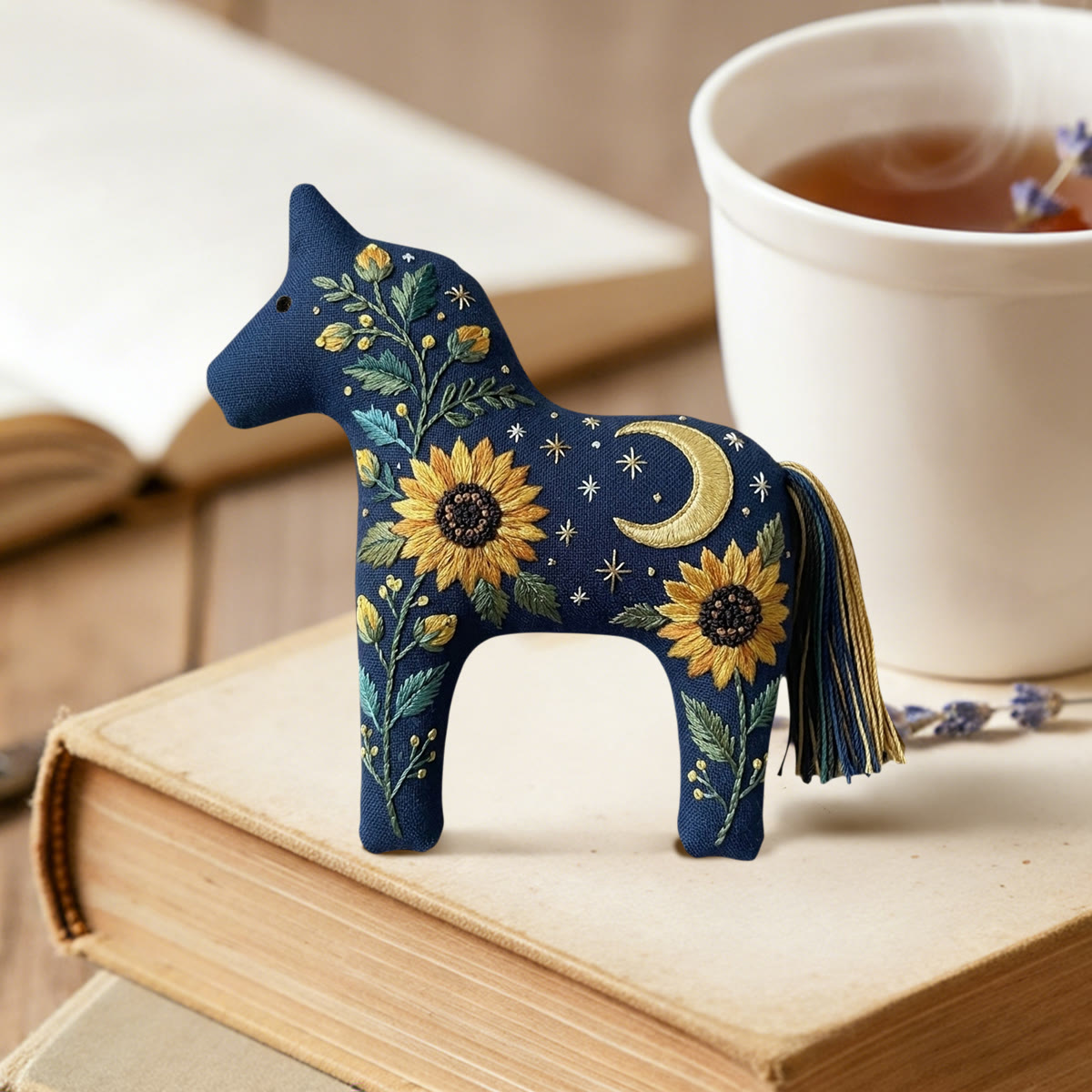 Rubbyoo Dala Horse Embroidery Kit - Moonlit Sunflower Night | Nature Inspired Craft For Beginners | Creative Botanical Home Decor - image 5