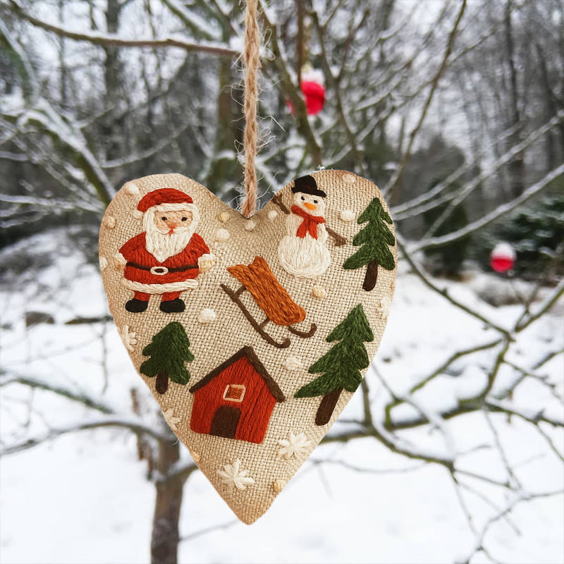 Rubbyoo Heart Embroidery Kit - Christmas Sled | Christmas Tree Adornment | Kid Embroidered Craft  - image 4