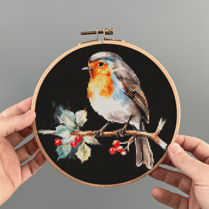  Cross Stitch Kit - Winter Robin Bird | Christmas Handmade Artwork | Christmas Needle Gifts - image 3