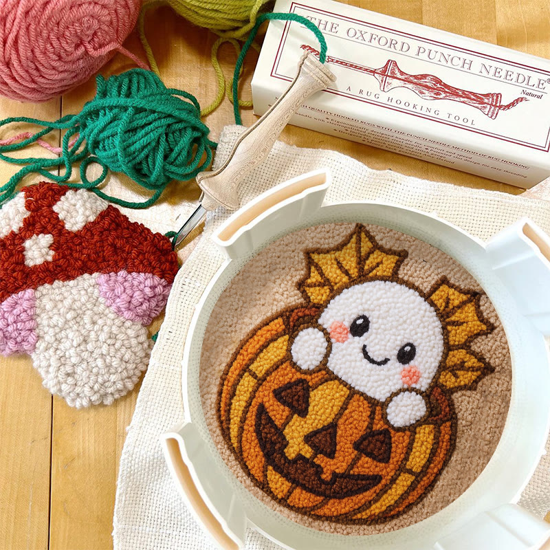 Pumpkin Ghost Punch Needle Kit - Adorable Halloween Craft | Diy Decorative Art - image 8