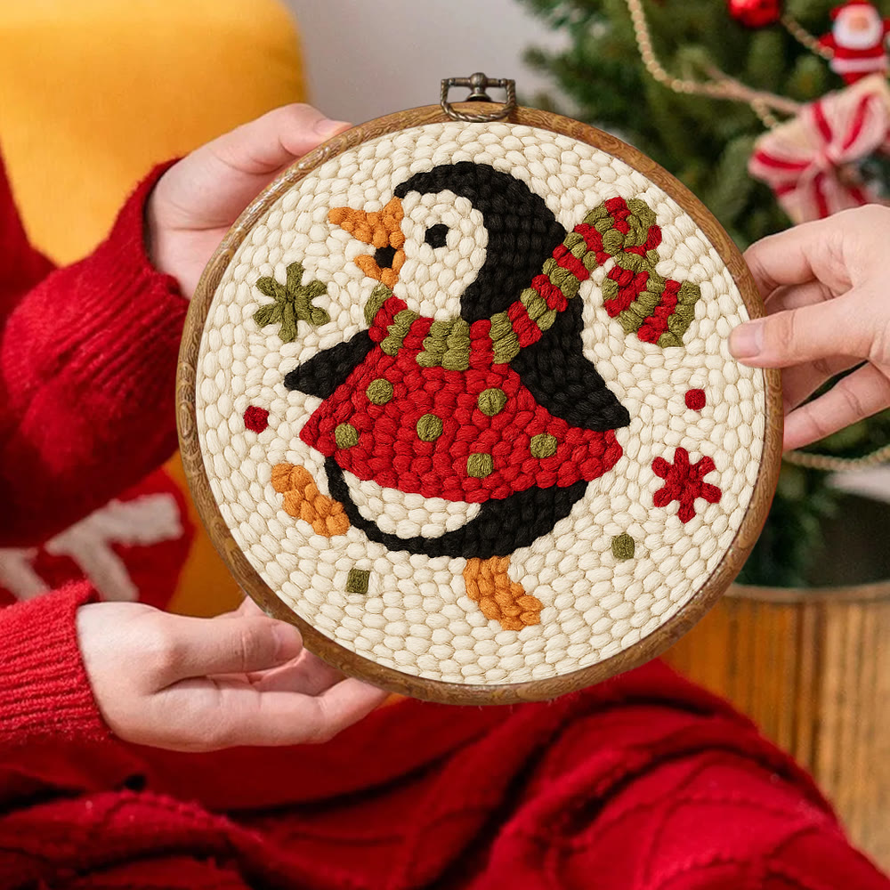  Rotating Penguin Punch Needle Kit - Christmas Wall Hanging Craft | Winter House Ornament  - image 4
