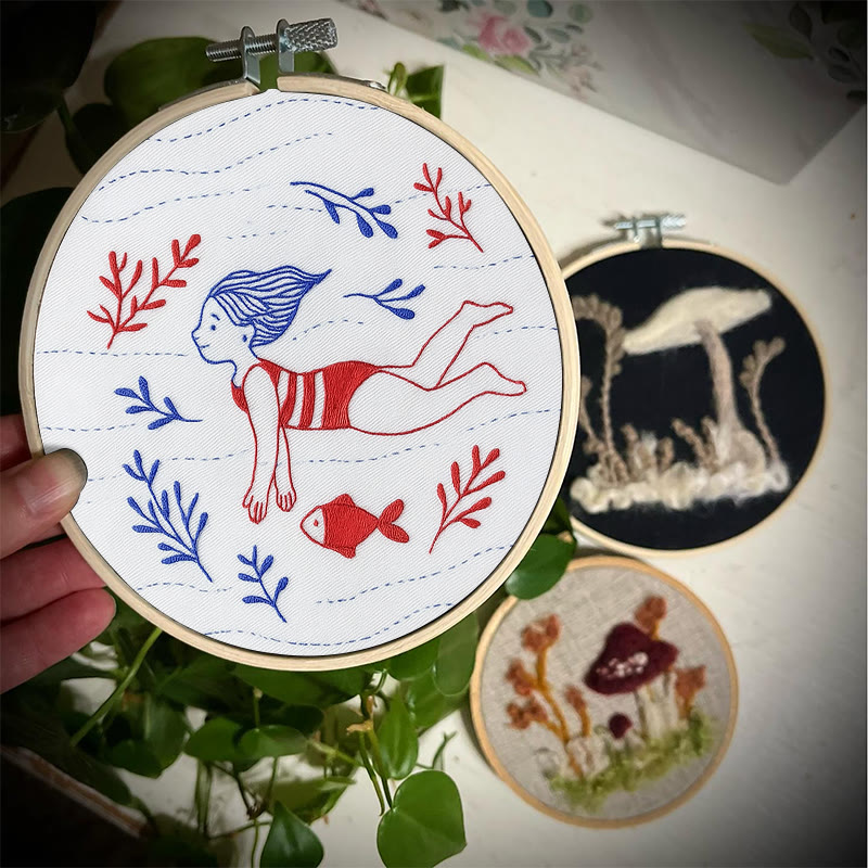 Rubbyoo Embroidery Kit - Diving Girl | Easy Handmade Ornament | Diy Summer Craft - image 5