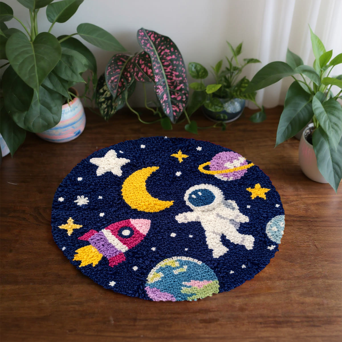 Rubbyoo Latch Hook Rug Kit - Astronaut Space | Diy Planet Carpet | Unique Handmade Craft  - image 5