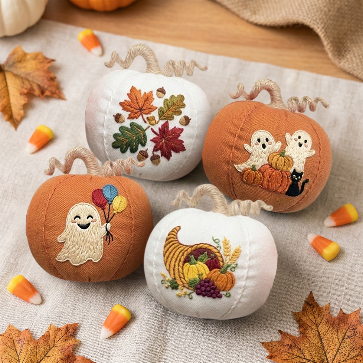 Rubbyoo Halloween Pumpkin Embroidery Kit -  Cute Ghost & Fall Pumpkins | Special Hand-stitiched Pumpkin Banner | Spooky Cute Ghost Ornament - image 12