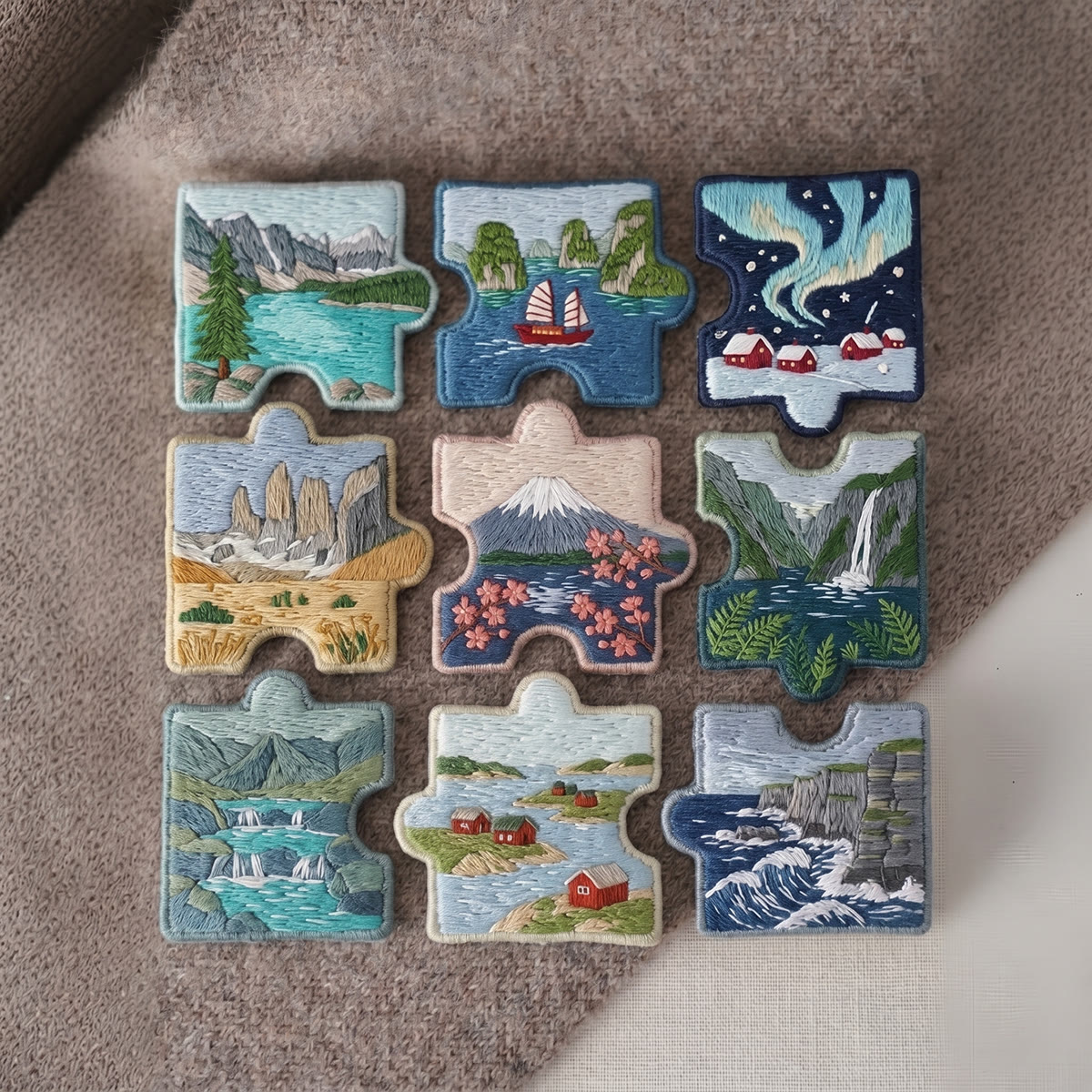 Rubbyoo Diy Magnet & Brooch Embroidery Puzzle Kit - Nature Wonders | Cute Scenic Home Decor - image 3