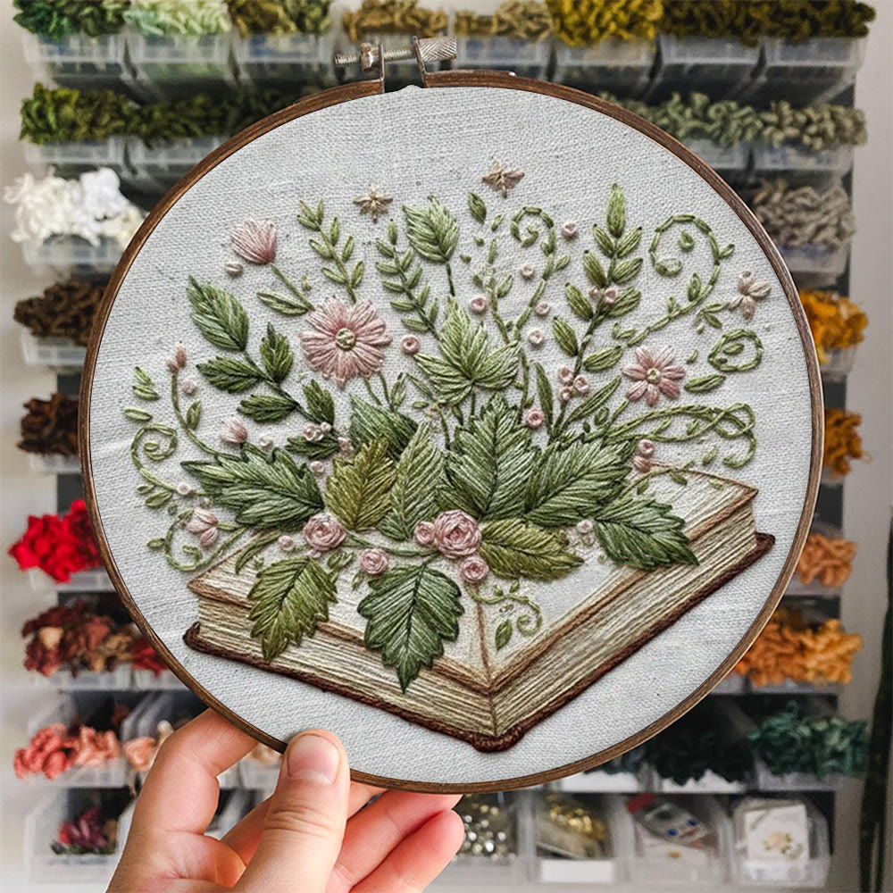 Rubbyoo Embroidery Kit - Botanical Book Garden | Literary Diy | Thoughtful Present - image 7