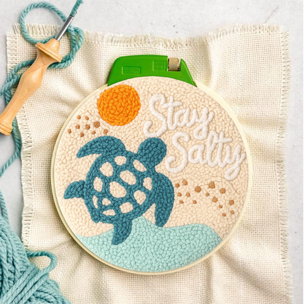 Seaside Turtle Punch Needle Kit - Summer Handmade Decoration |  Diy Needle Craft  - image 4