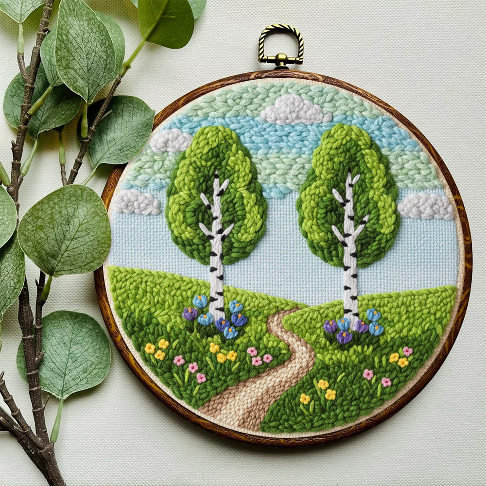 Spring Woodland Path Punch Needle Kit – Entry-level Diy Craft | Indoor Scenic Wall Hanging - image 6