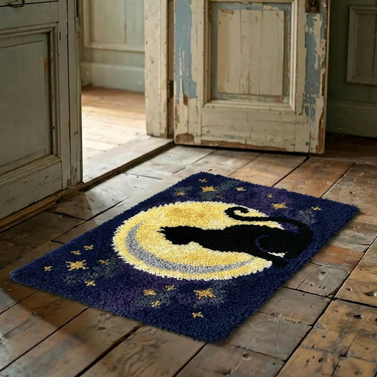 Rubbyoo Latch Hook Rug Kit - Black Cat And  Full Moon | Gift For Cat Lovers | Bedroom Accent Rug - image 7