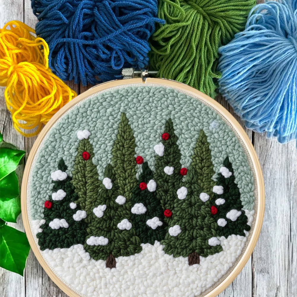 Snowy Pine Grove Punch Needle Kit – Gift for Her | Home Hanging Decor - image 9