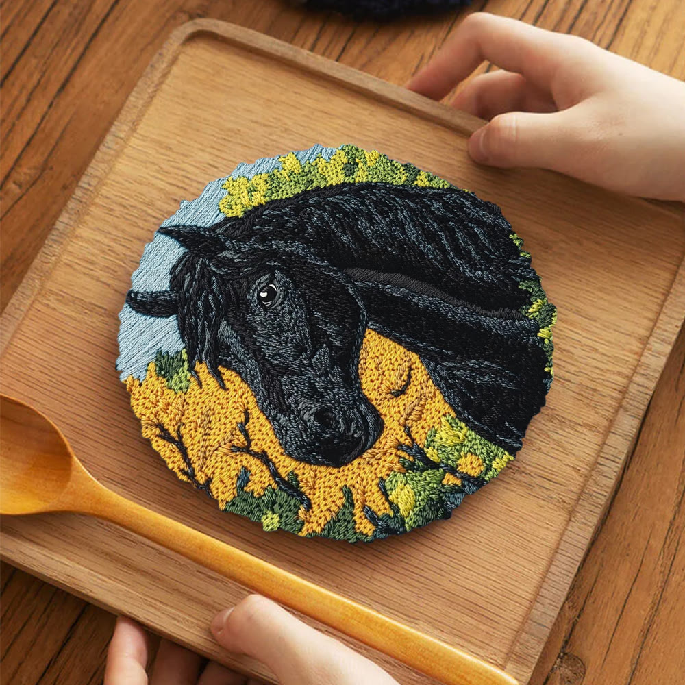 Black Horse Punch Needle Kit - Diy Animal Handmade Crfat | Perfect Home Ornament  - image 13