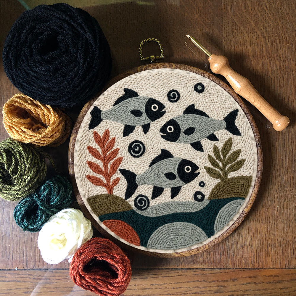 Swimming Fish Punch Needle Kit - Handmade Gift For Fish Lover | Modern Style Home Decor - image 8