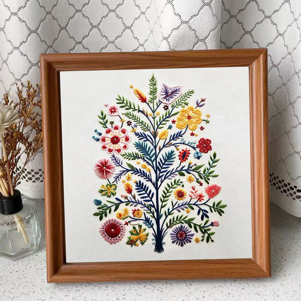 Rubbyoo Embroidery Kit - Blooming Tree | Creative Christmas Tree | Nice Desk Decor  - Embroidery Kit Plus An Extra Frame - image 10