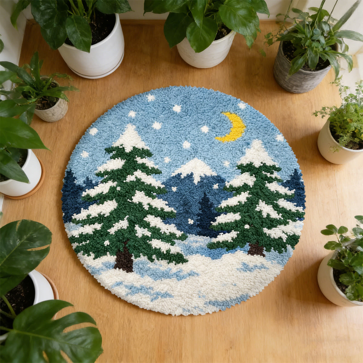 Rubbyoo Latch Hook Rug Kit - Snowy Forest | Creative Winter Handicraft | Diy Entrance Rug - image 6