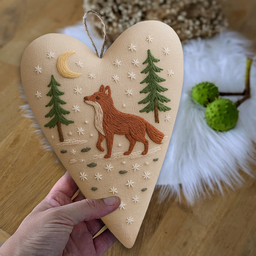 Rubbyoo Heart Embroidery Kit - Moonlit Fox | Winter Home Accent | Unique Gift Of Wildlife - image 9
