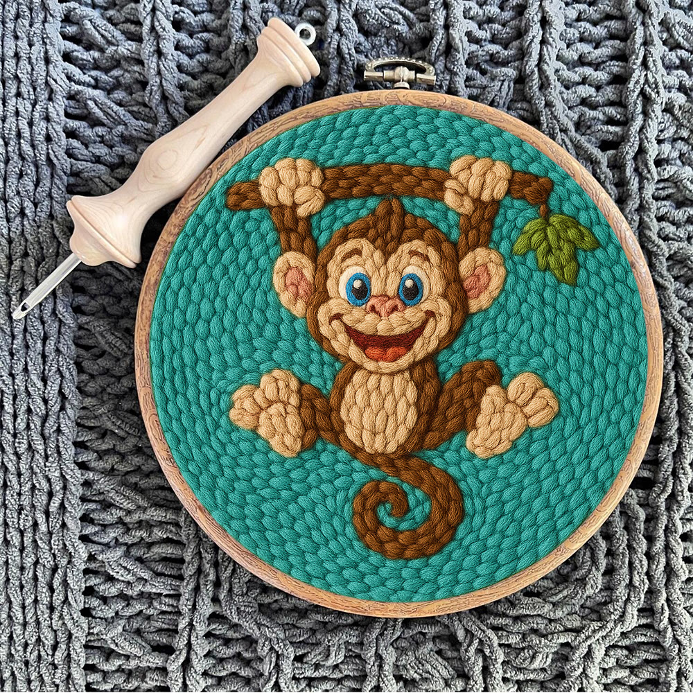 Naughty Monkey Punch Needle Kit - Diy Punch Needle Coaster | Unique Animal Needle Craft | Perfect For Home Decor - image 7