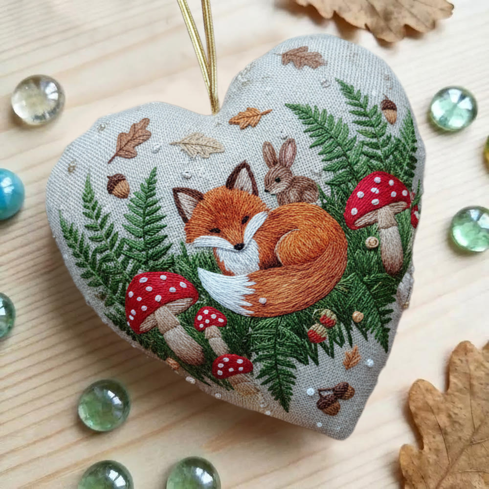 Rubbyoo Heart Embroidery Kit - Woodland Fox | Whimsical Diy Project | Warm Home Hanging - image 4