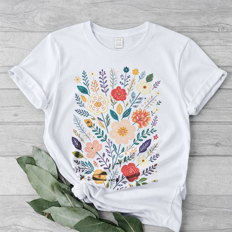 Rubbyoo Beautiful Flowers  Graphic Tee  - Elegant Floral Gift For Her  | Comfortable Daily T-shirt - image 17