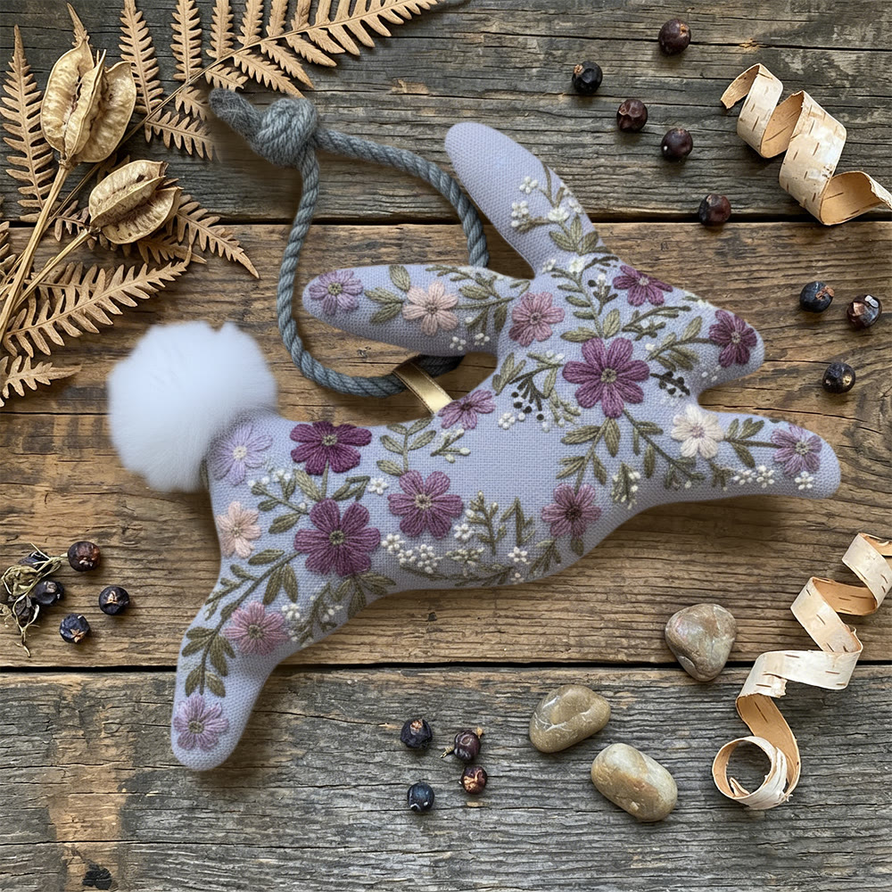 Rubbyoo Rabbit Embroidery Kit - Floral Bunny | Nice Easter Gift | Creative Handmade Craft - image 3