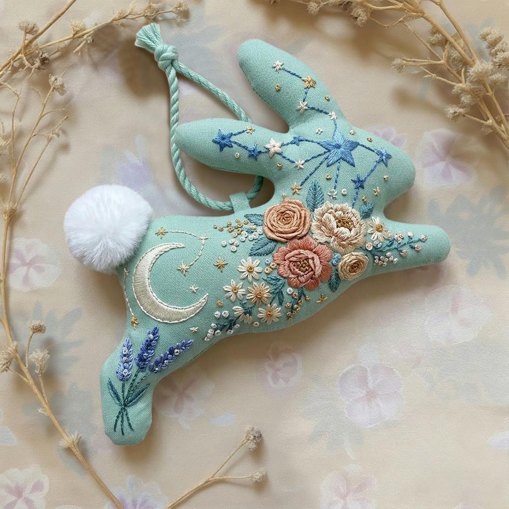 Rubbyoo Rabbit Embroidery Kit - Moonlit Bloom |  Exquisite Antique Floral Decor | All-inclusive Textile Ornament - image 5