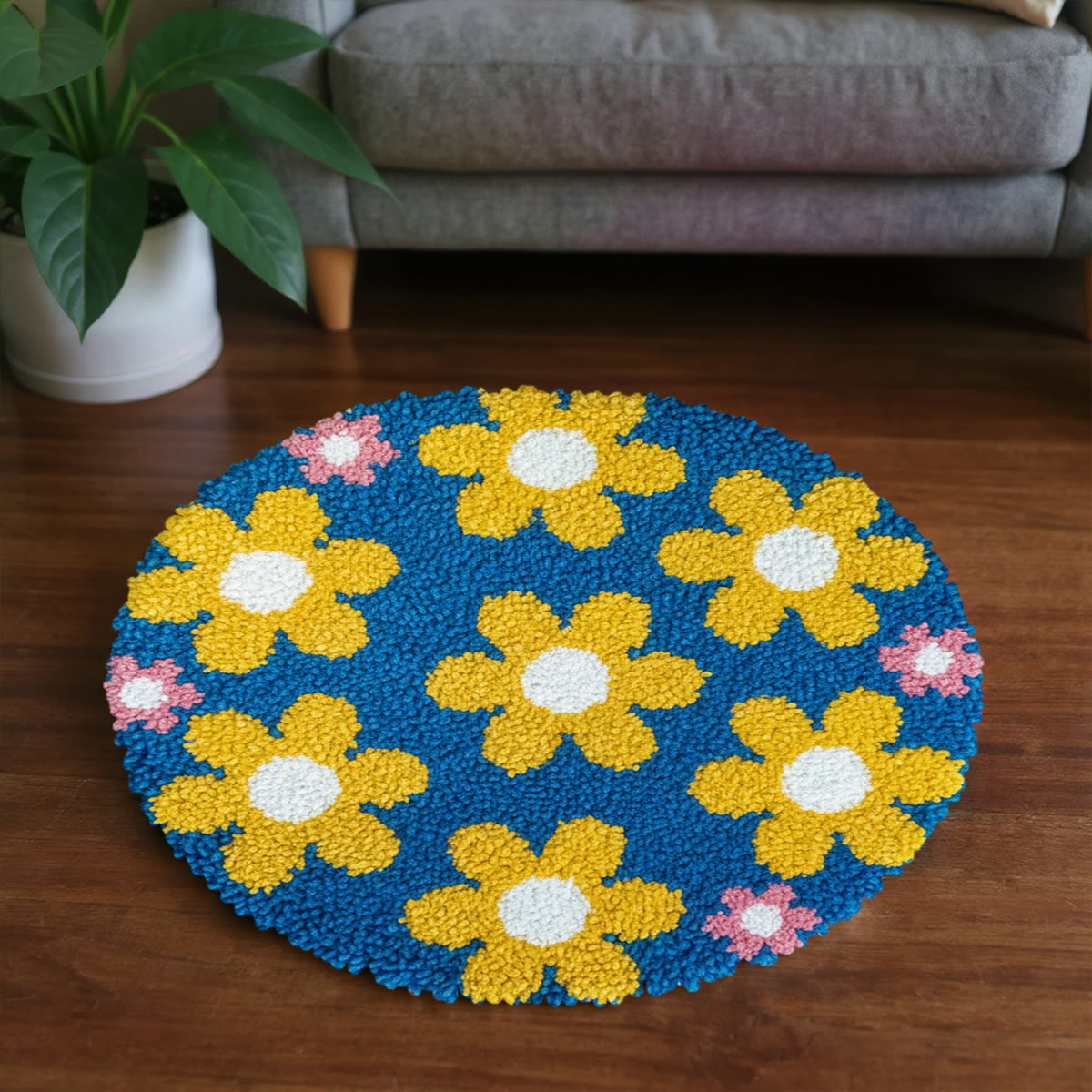 Rubbyoo Latch Hook Rug Kit - Yellow Flower | Charming Floral Craft | Diy Handmade Gift - image 7