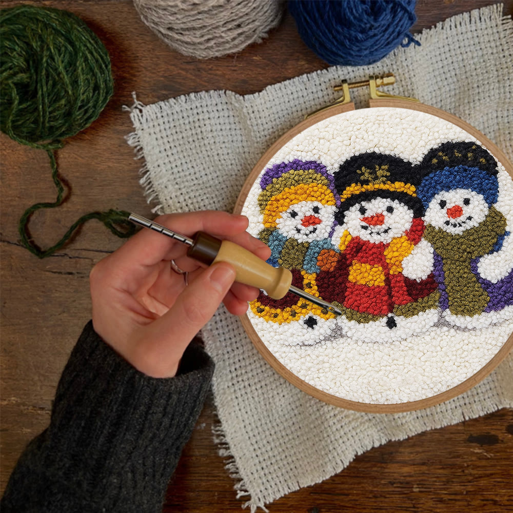 Snowman Trio Punch Needle Kit - Diy Christmas Craft | Charming Handmade Holiday Wall Decor - image 11