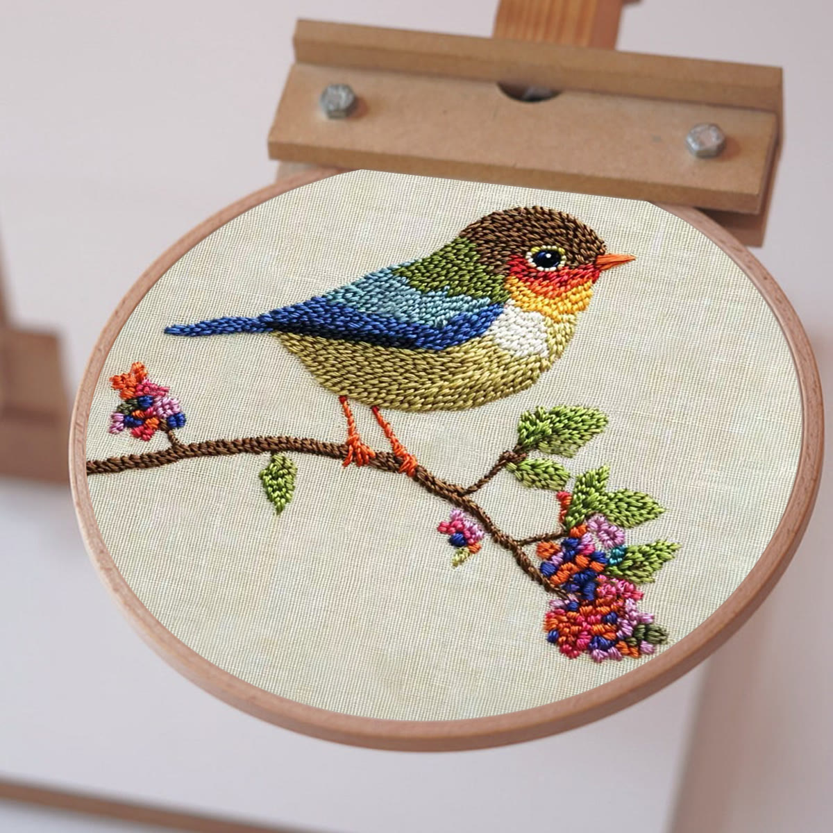 Rubbyoo Embroidery Kit - Vibrant Bird On Branch | Artistic Floral Needlework | Perfect For Embroidery Beginners - image 10