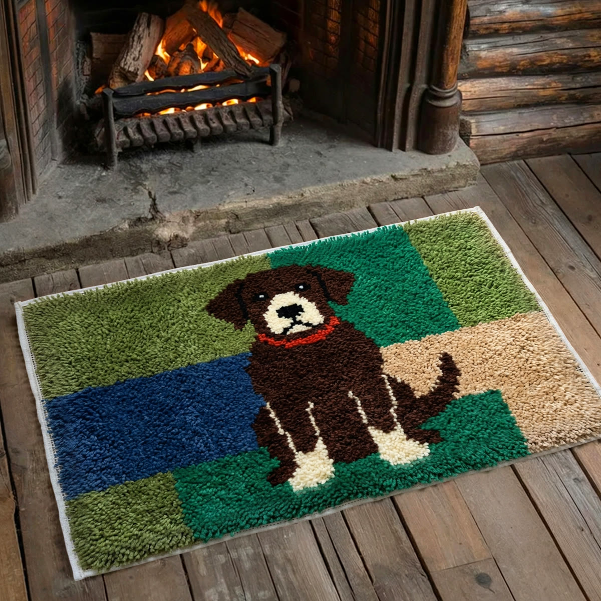 Rubbyoo Latch Hook Rug Kit - Brown Dog | Soft Fluffy Mat | Handmade Housewarming Gift - image 4