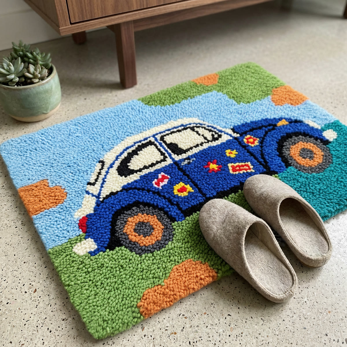 Rubbyoo Latch Hook Rug Kit - Retro-style Car | Car Lover Gift | New Home Gift - image 5